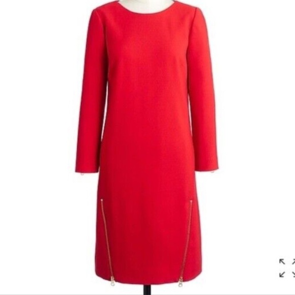 J crew double zip shift red mini dress size 4 - Picture 1 of 12